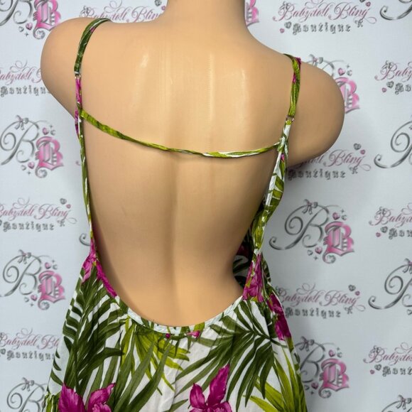 Brandy Melville dress tropical 🌴 green white pink open back strappy beach 🏖️ - Picture 12 of 14